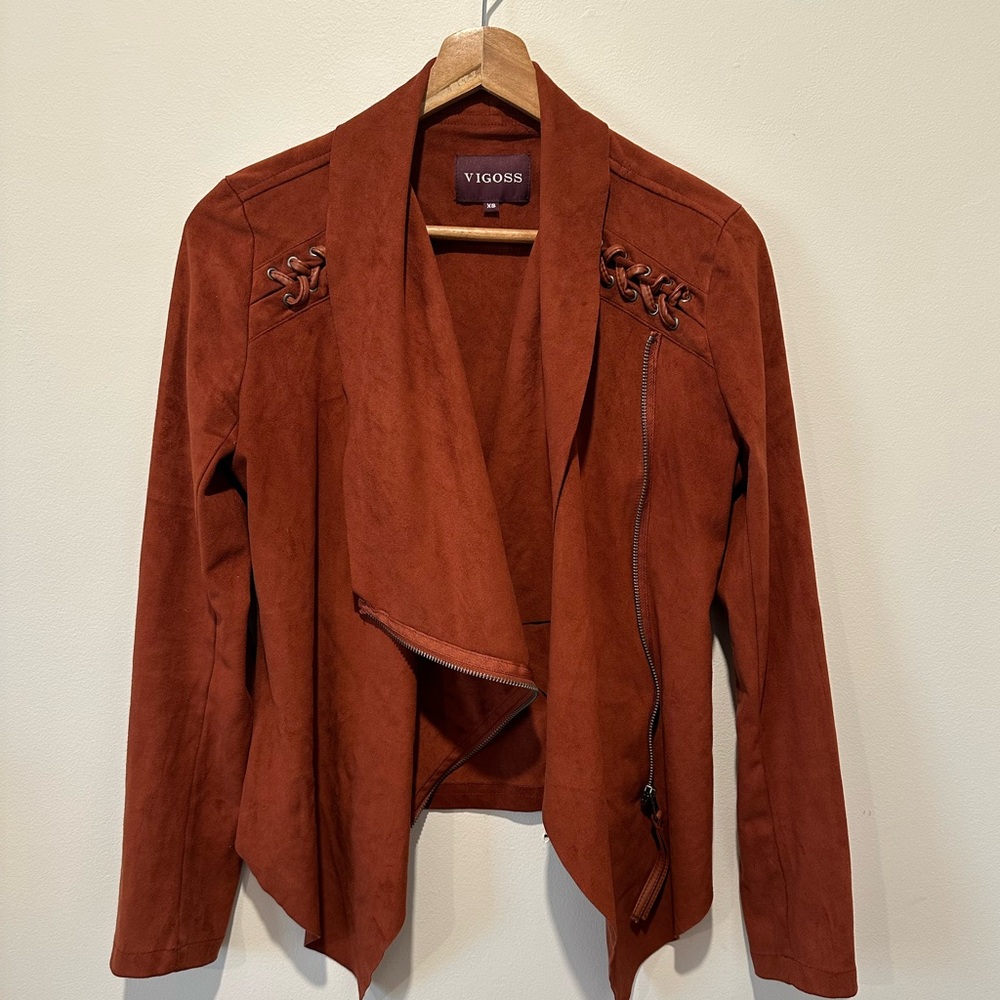 🛑 SOLD!! Festival Layers Faux Suede Zip Up Moto Jacket